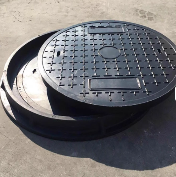 Custom SMC Fiberglass Manhole Cover, Anti-Slip FRP Sewage Inspection Access Cover for Municipal Road