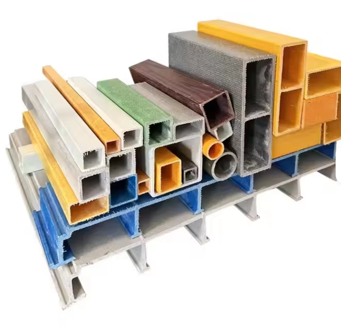 Durable Pultruded FRP Profiles, Gel Coat Fiberglass Square Tube & Flexible Walkway Panel